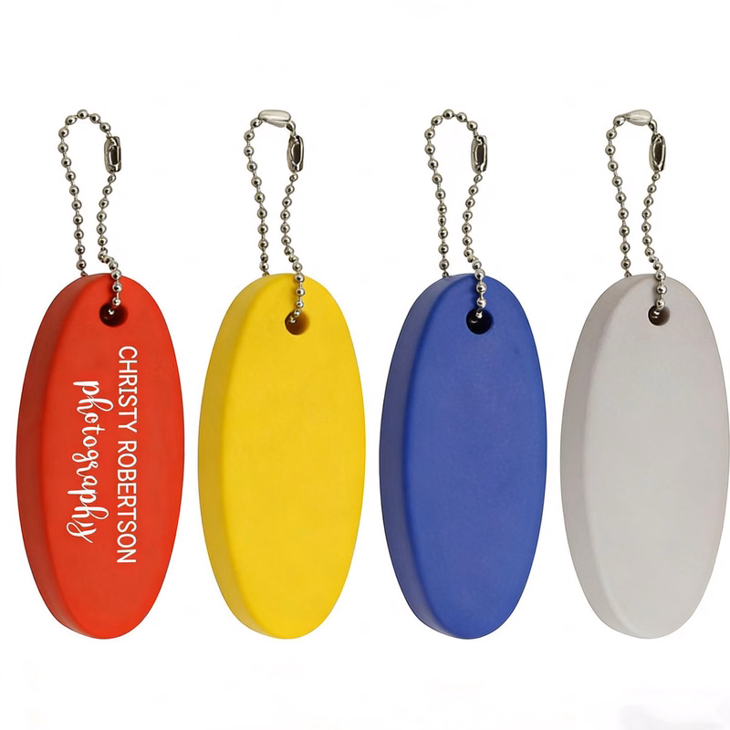 Oval PU Float Keychain Floating Waterproof Key Ring Custom Logo Available