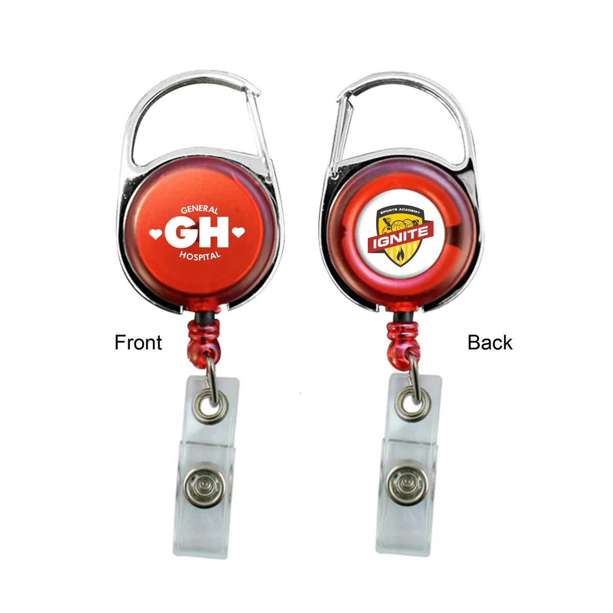 Retractable badge holder with carabiner clip - Close Out 1