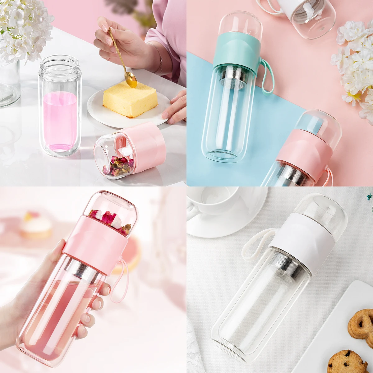13 oz Travel Glass Tea Bottle 1