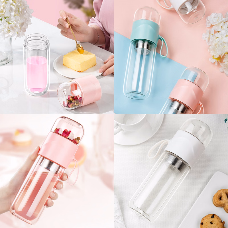 13 oz Travel Glass Tea Bottle