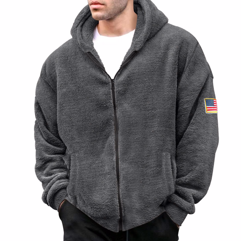 Men's Warm Zip Up Sherpa Fleece Thick Hooded Winter Jacket