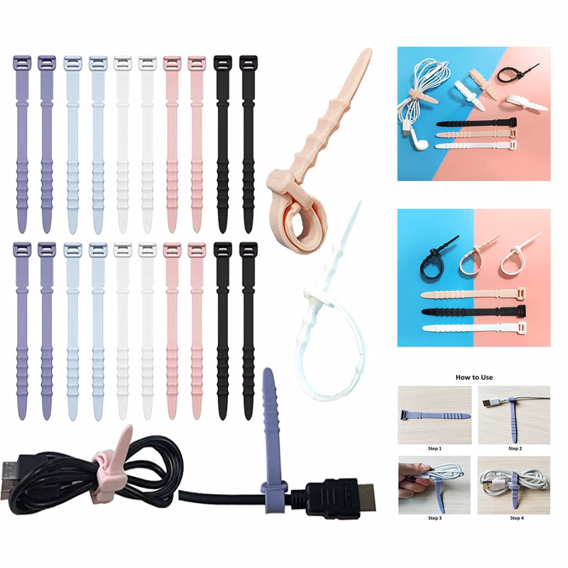 4.5" Cord Tie Reusable Silicone Zip Tie