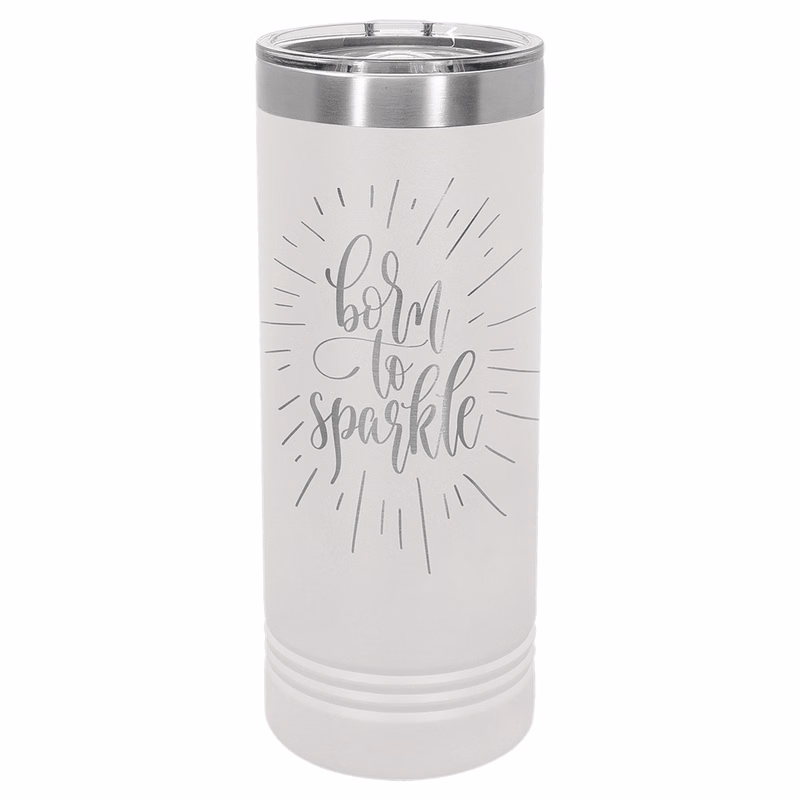 Polar Camel 22 oz. White Skinny Tumbler with Slider Lid