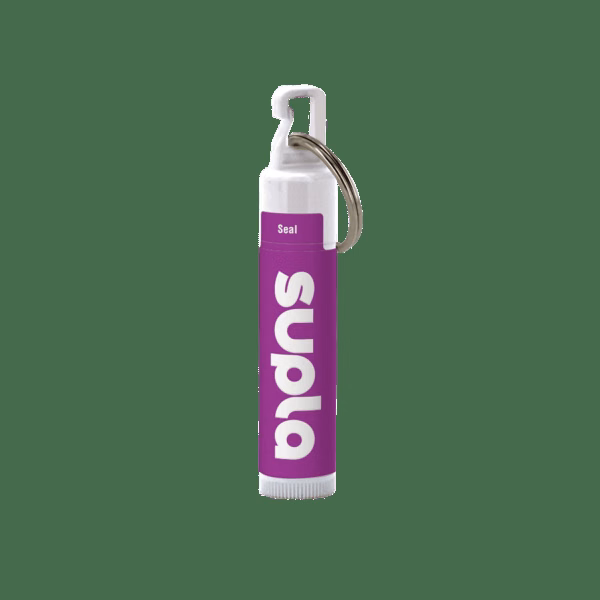 SPF 15 Lip Balm in White Tube with Hook Cap and Silver Metal Split-Ring