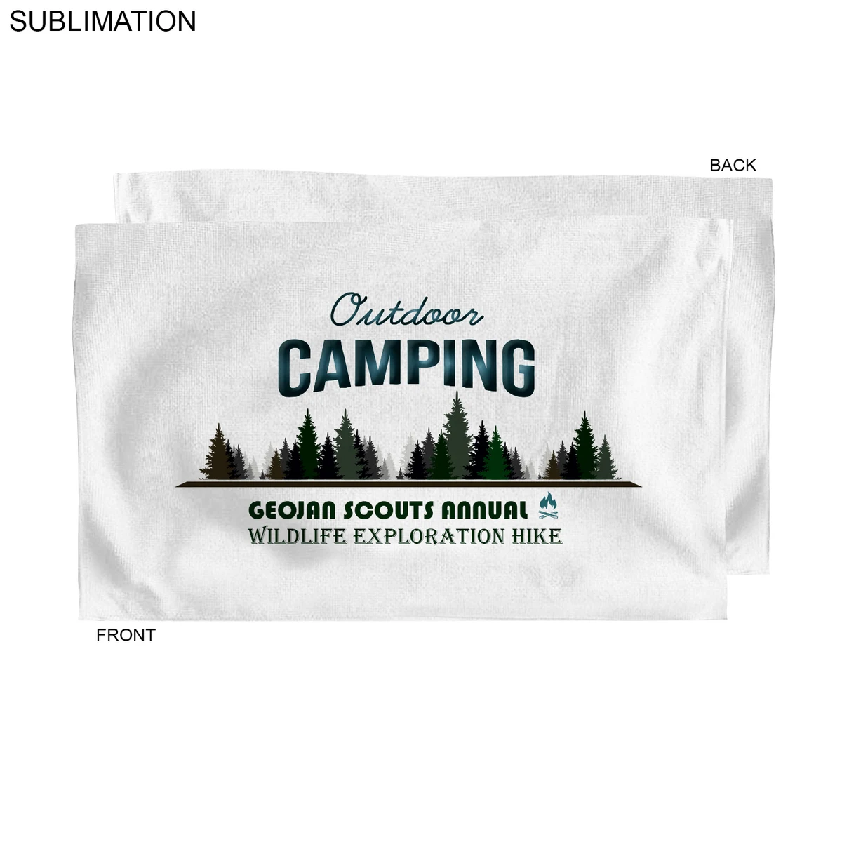 Microfiber Dri-lite Terry Sports, Hand, Gym White Towel, 15x25, Sublimated Full color logos 1