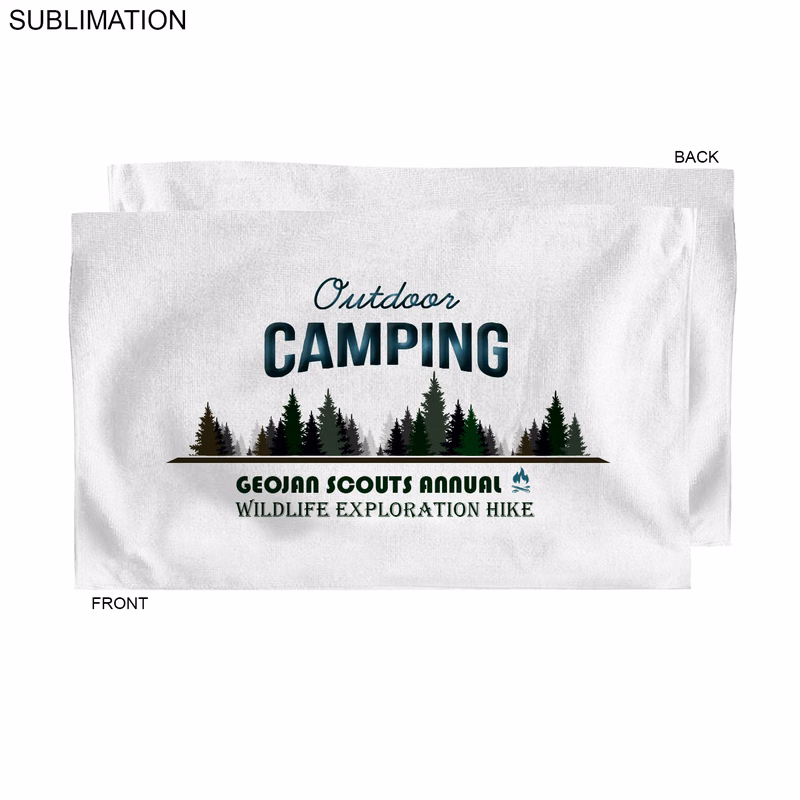 Microfiber Dri-lite Terry Sports, Hand, Gym White Towel, 15x25, Sublimated Full color logos