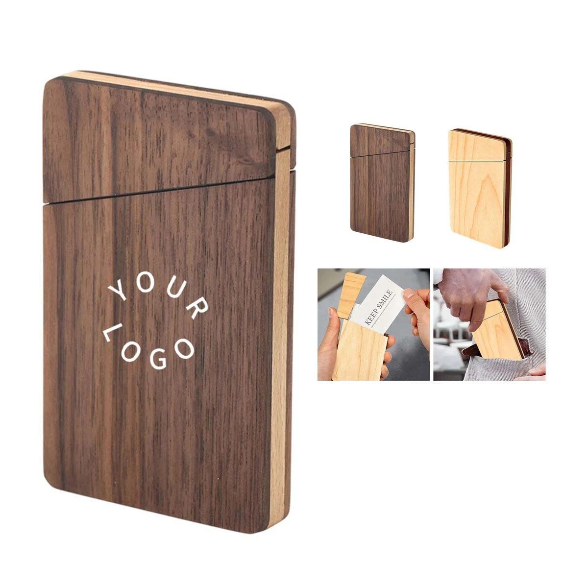 Wooden Card Organizer with Secure Magnetic Design 1