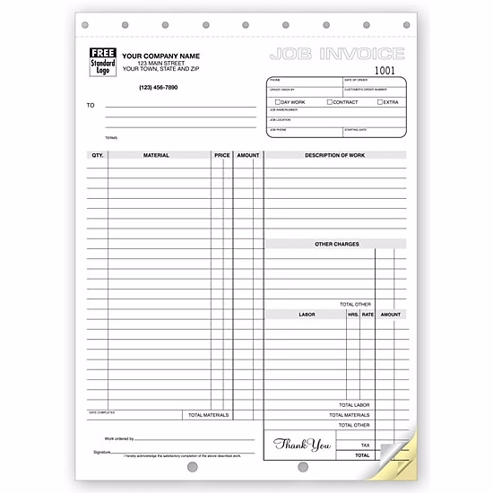Job Work Orders / Invoices, Carbonless, Large