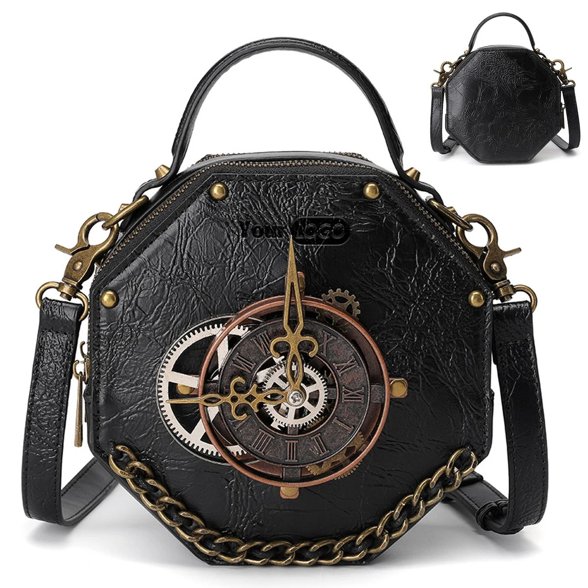 PU Punk industrial vintage style women's shoulder bag 1