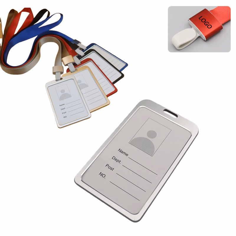 Metal Badge Holder With A Removable Clip And Lanyard