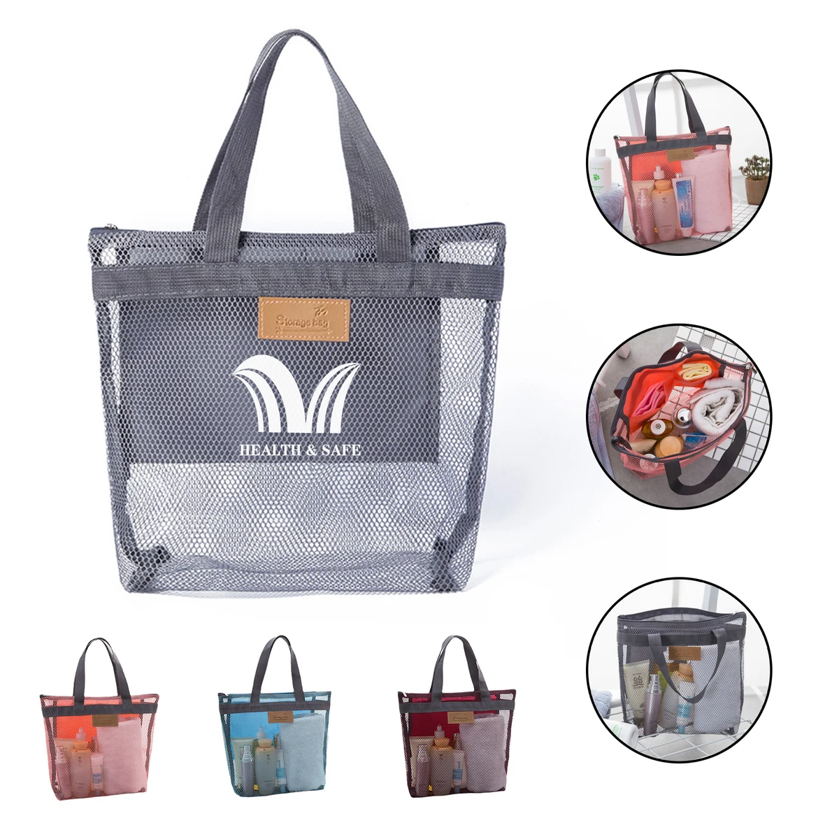 Mesh Beach Tote Bag Cosmetic Shoulder Handbag 1