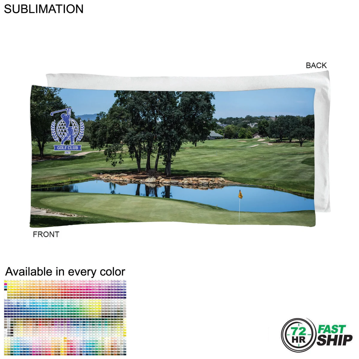 72 Hr Fast Ship - Golf Caddie Towel, Large, in Microfiber Dri-Lite Terry, 20"x40", Sublimated 1