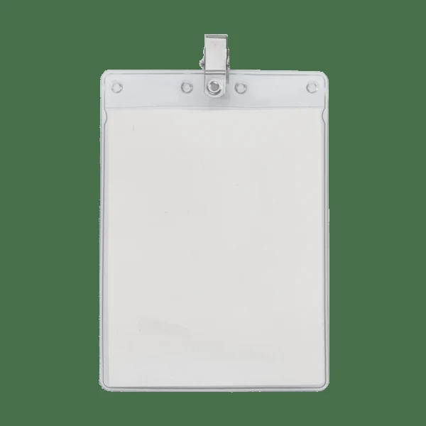 4" x 6" Blank Large Vertical Vinyl Pouch with Bulldog Clip 1