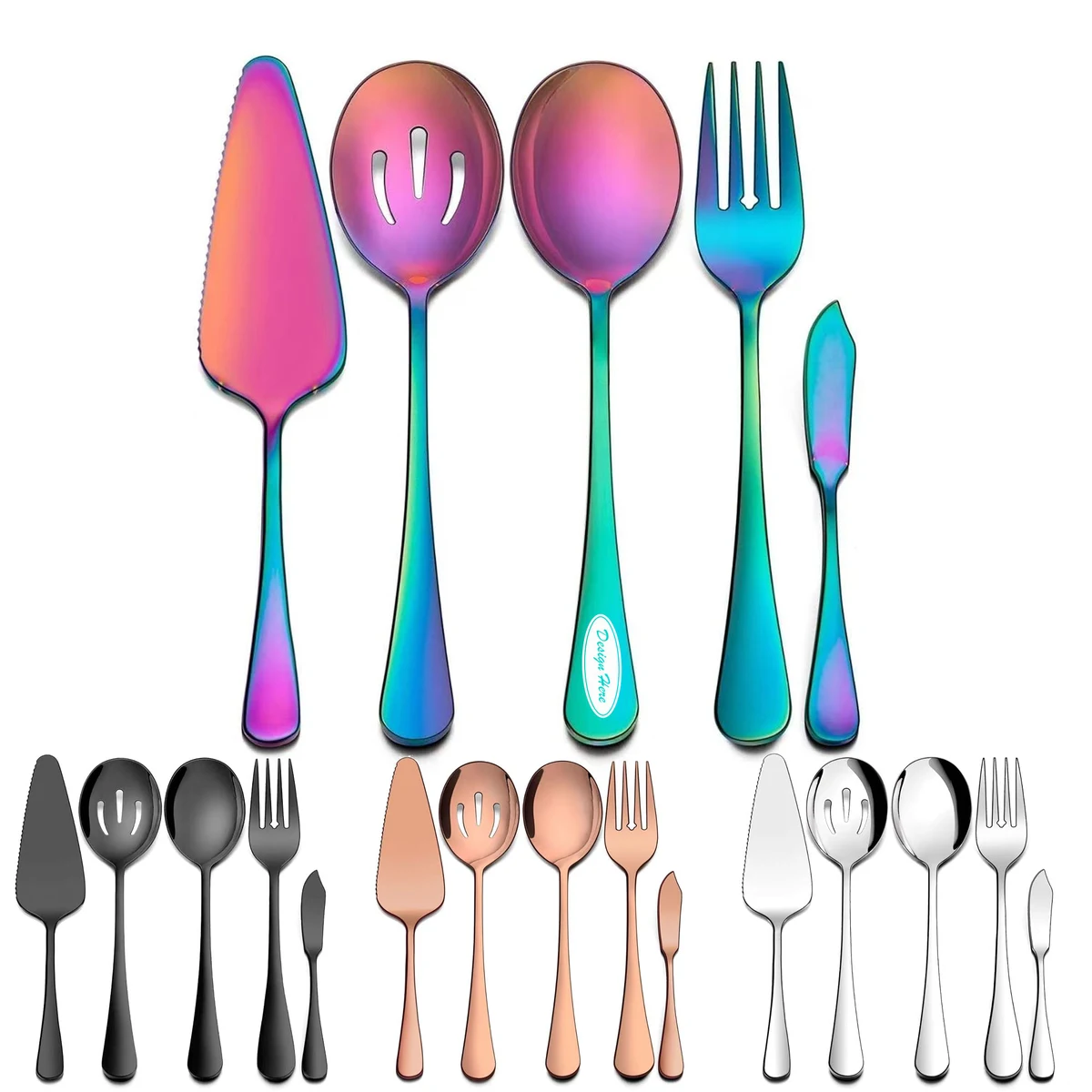 Stainless Steel Self-Serving Spoon and Fork Set 1
