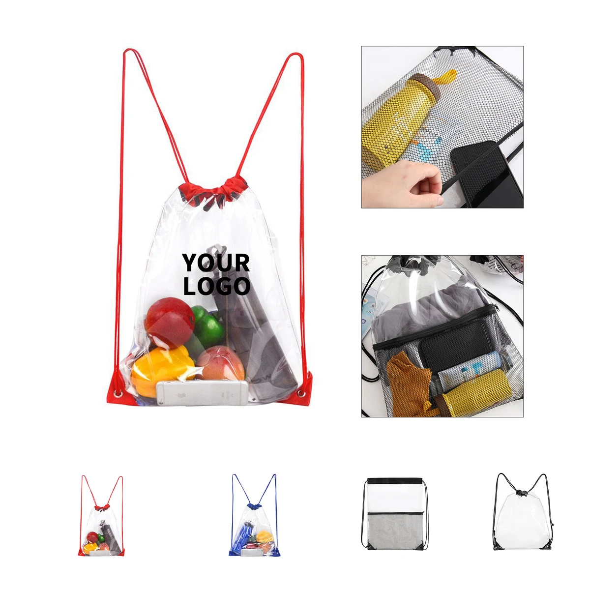 Polyvinyl Chloride Clear Drawstring Carry Sack 1