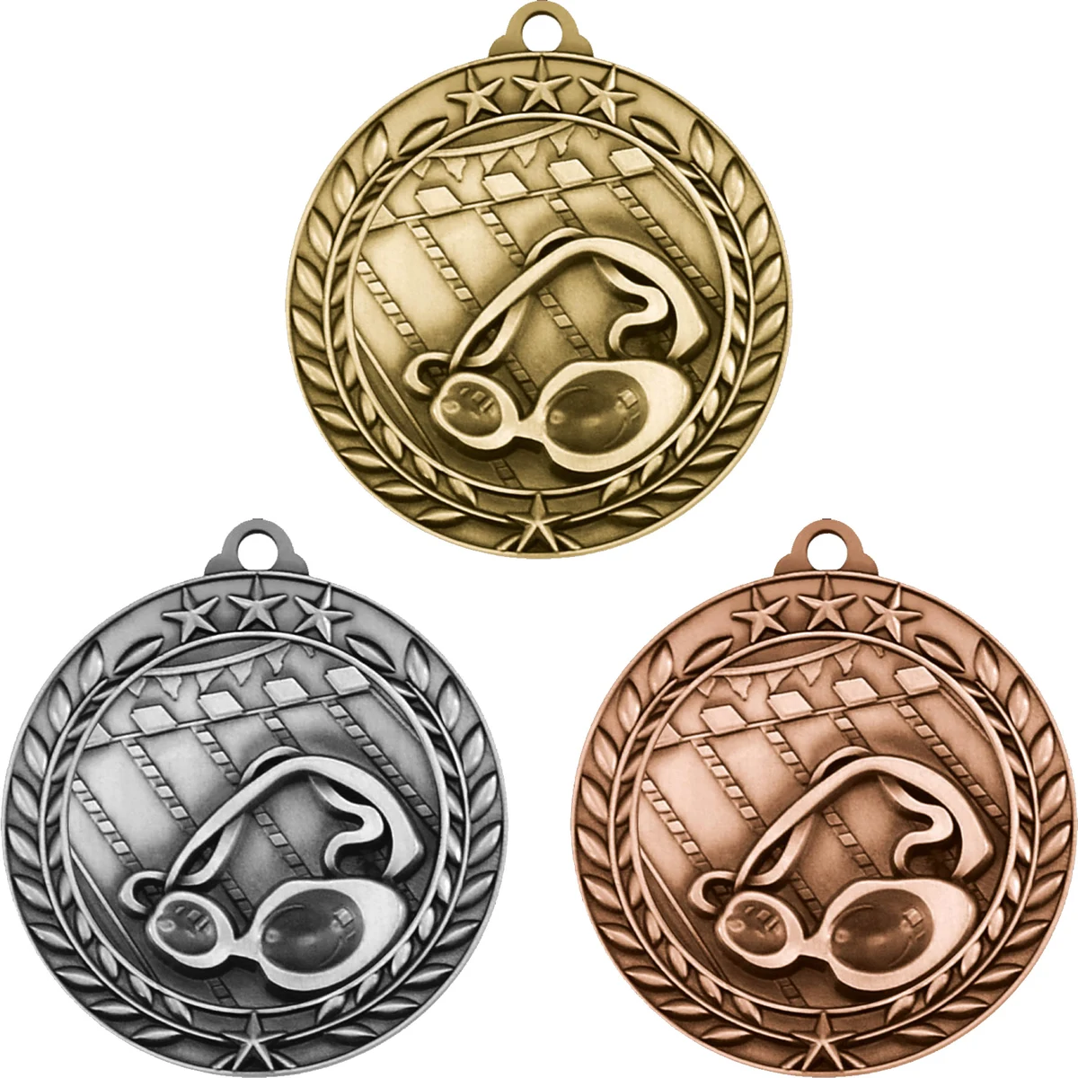 Stock Small Academic & Sports Laurel Medals: Swimming 1