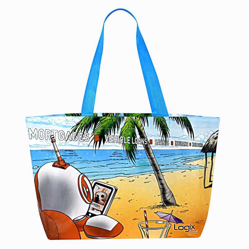 Fashionable200g Double Layered Laminated Non-Woven Beach Bag 22"x13"x6"