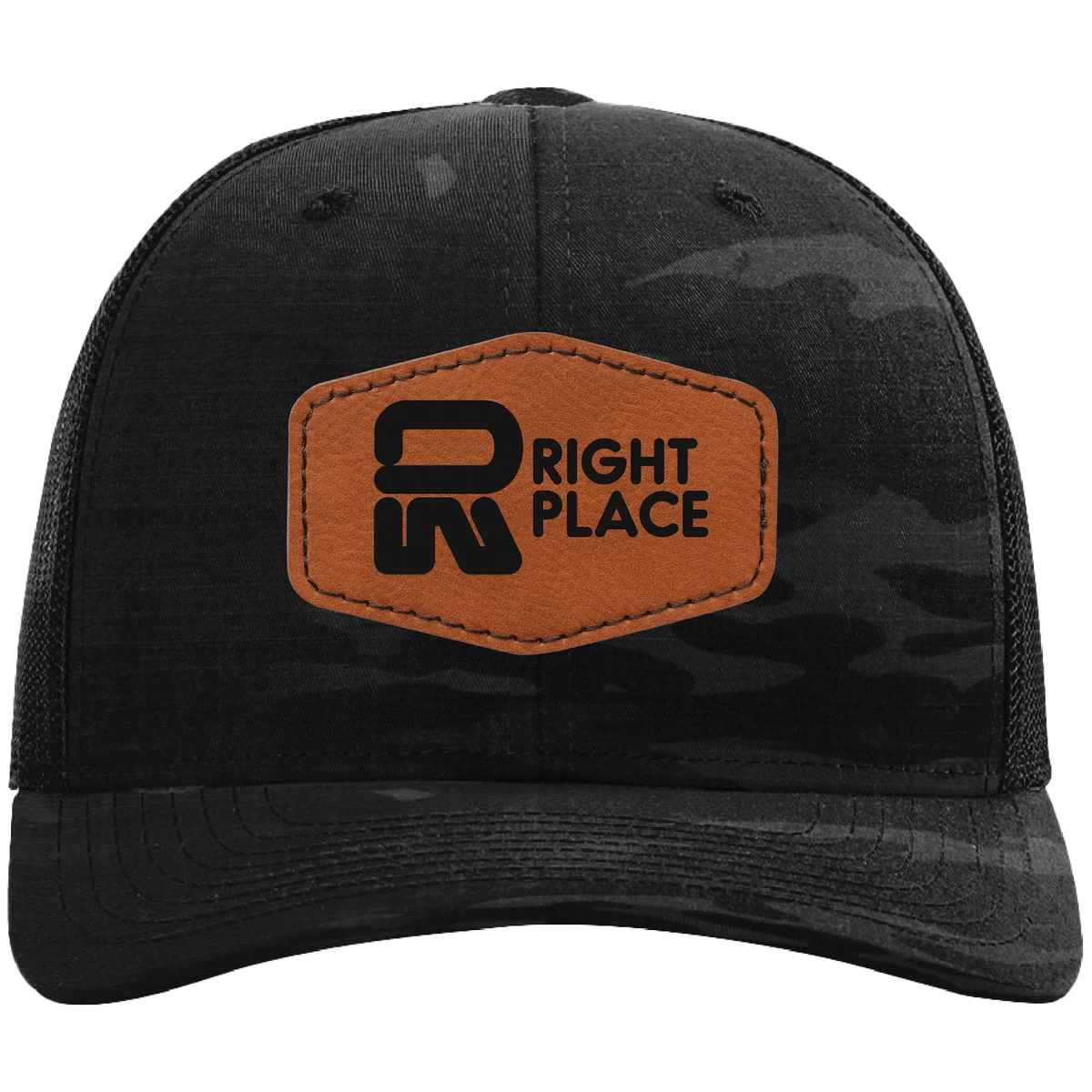 Richardson 112PT 6-Panel Printed Tactical Snapback Trucker Hat w/ Leatherette Patches or Embroidery 1