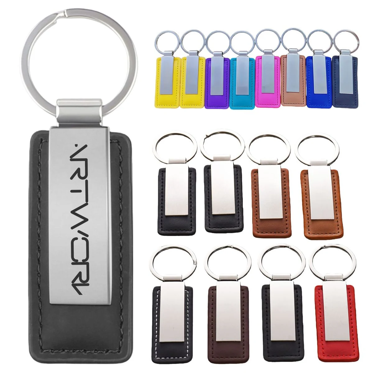 Metal and PU Leather Keychain 1
