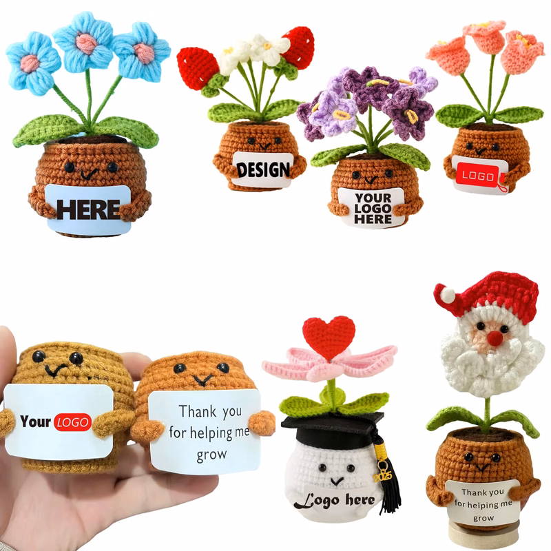 Heartwarming Hand Knitted Crochet Potted Plant Ornament