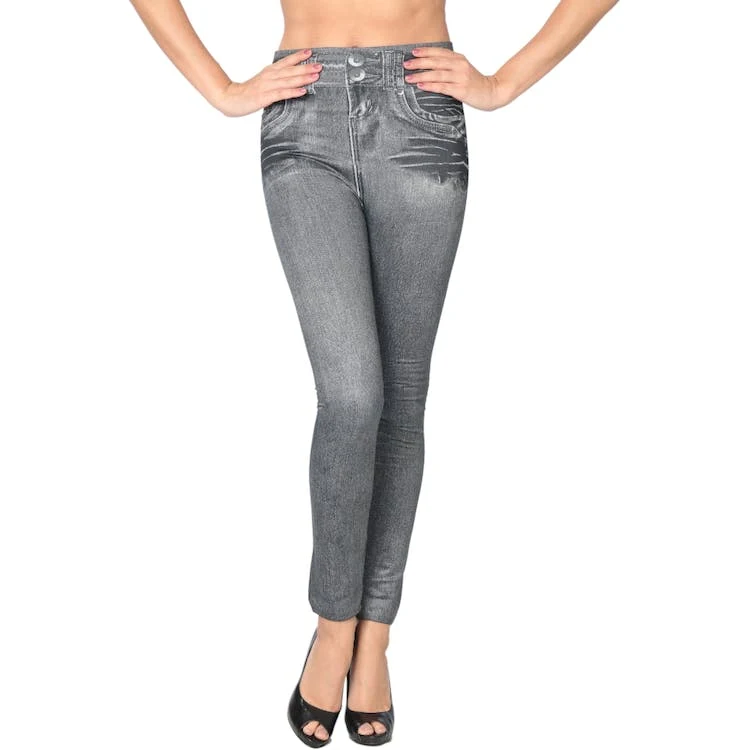 Women's High-Waist Jeggings - Gray S/M L/XL 1