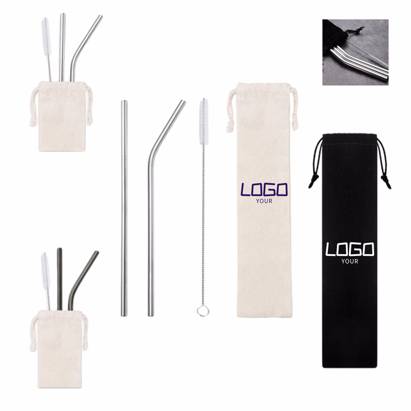 Reusable 3 In 1 Stainless Steel Straw Set