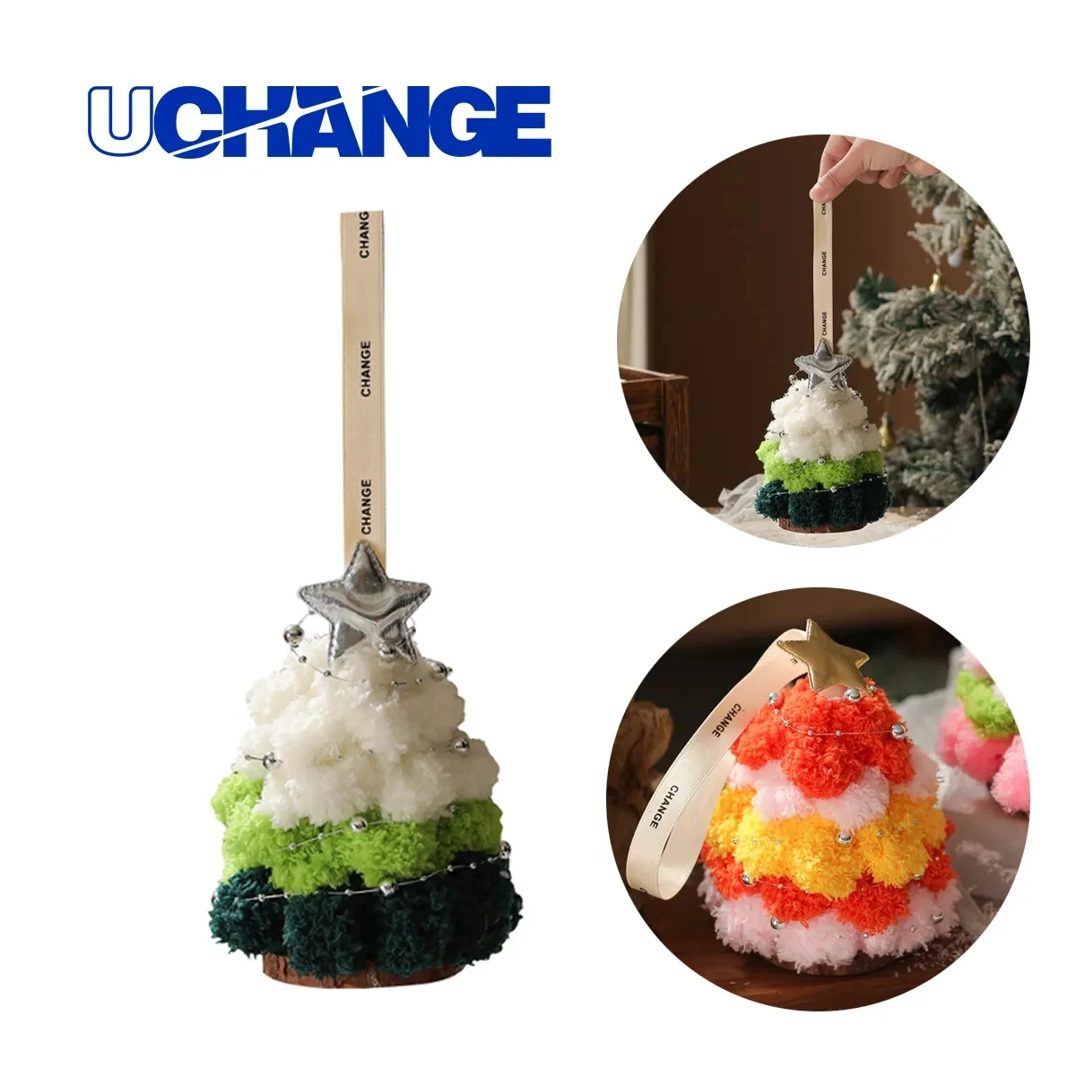 Pom Pom Christmas Tree Ornament With Hanging Loop 1