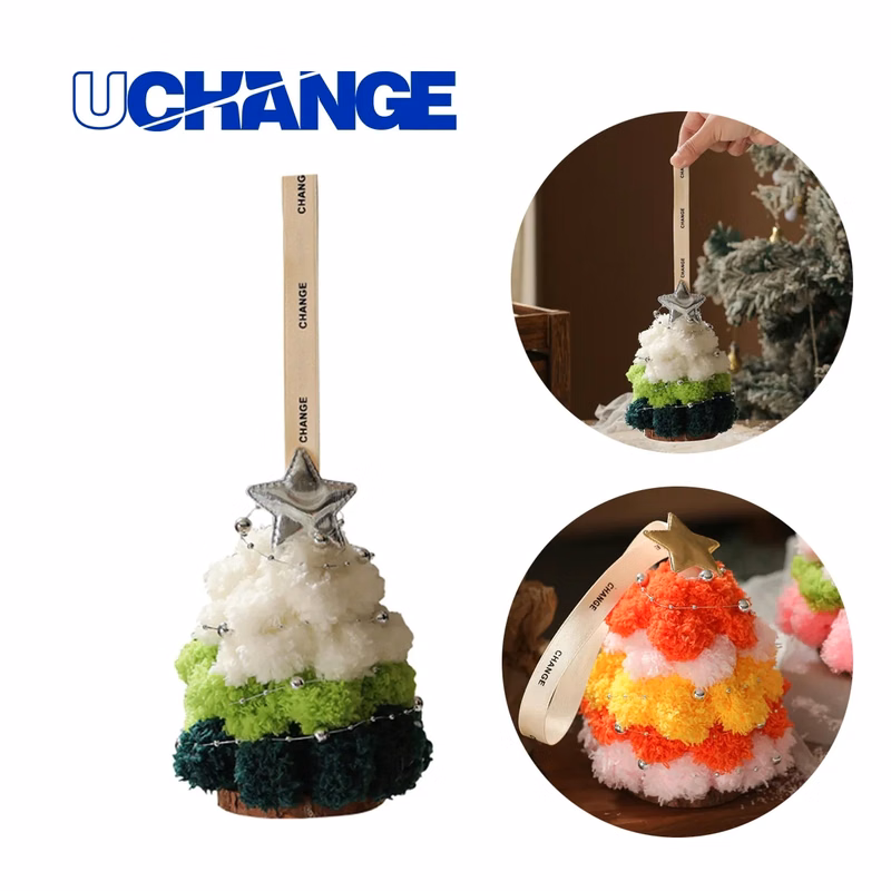 Pom Pom Christmas Tree Ornament With Hanging Loop