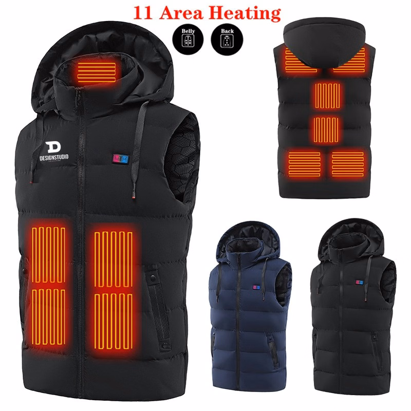 11 Area Heating Hooded Heated Vest For Men Women Usb Charging Heating Cloth
