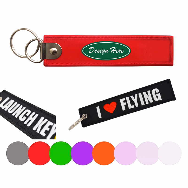 Embroidery Woven Strip Keychain Key Ring Anti-Lost