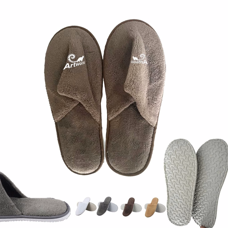Winter Hotel Disposable Plush Slippers