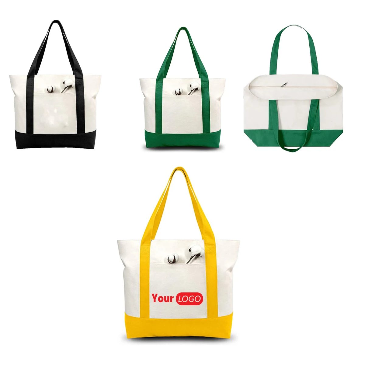 Tote Bag With Zipper, custom tote bag with logo imprint 1