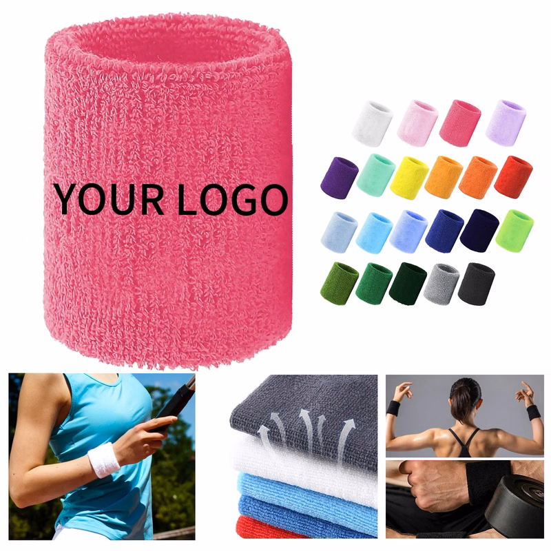 Breathable Cotton Wrist Sweatband with Embroidery