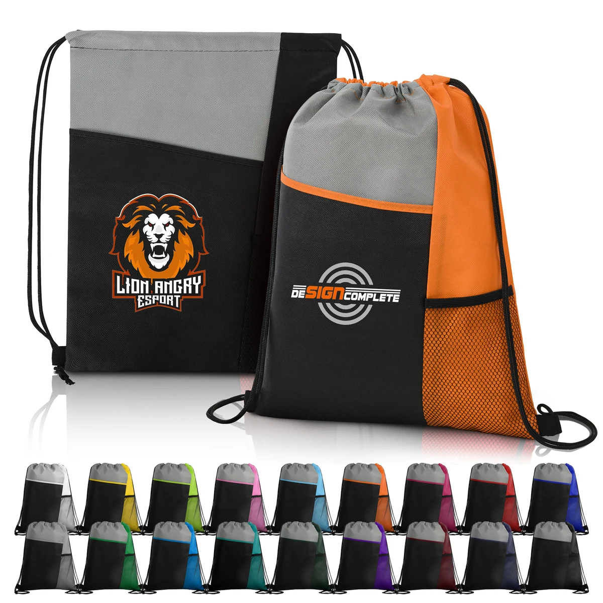 Tri-Colored Mesh Pocket Drawstring Backpack (Ocean) 1