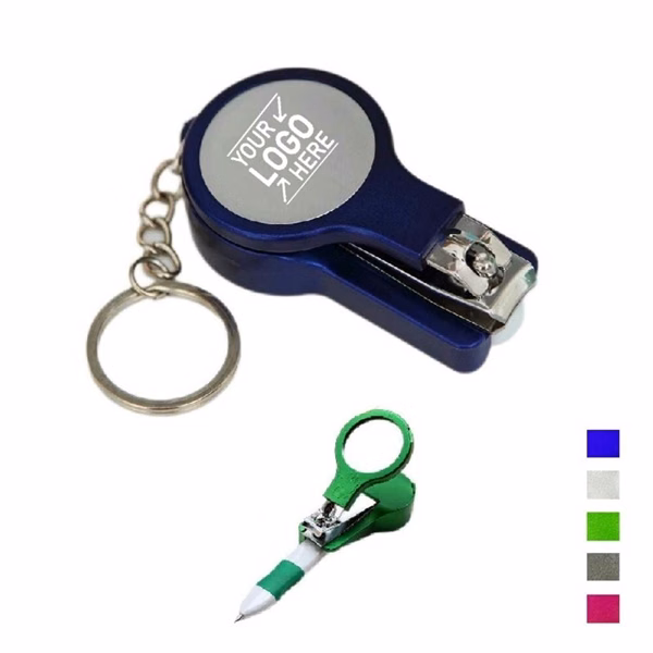 Custom 6 in 1 Keychain Tool Nail Clipper Ballpoint Pen — Personal Care Giveaway