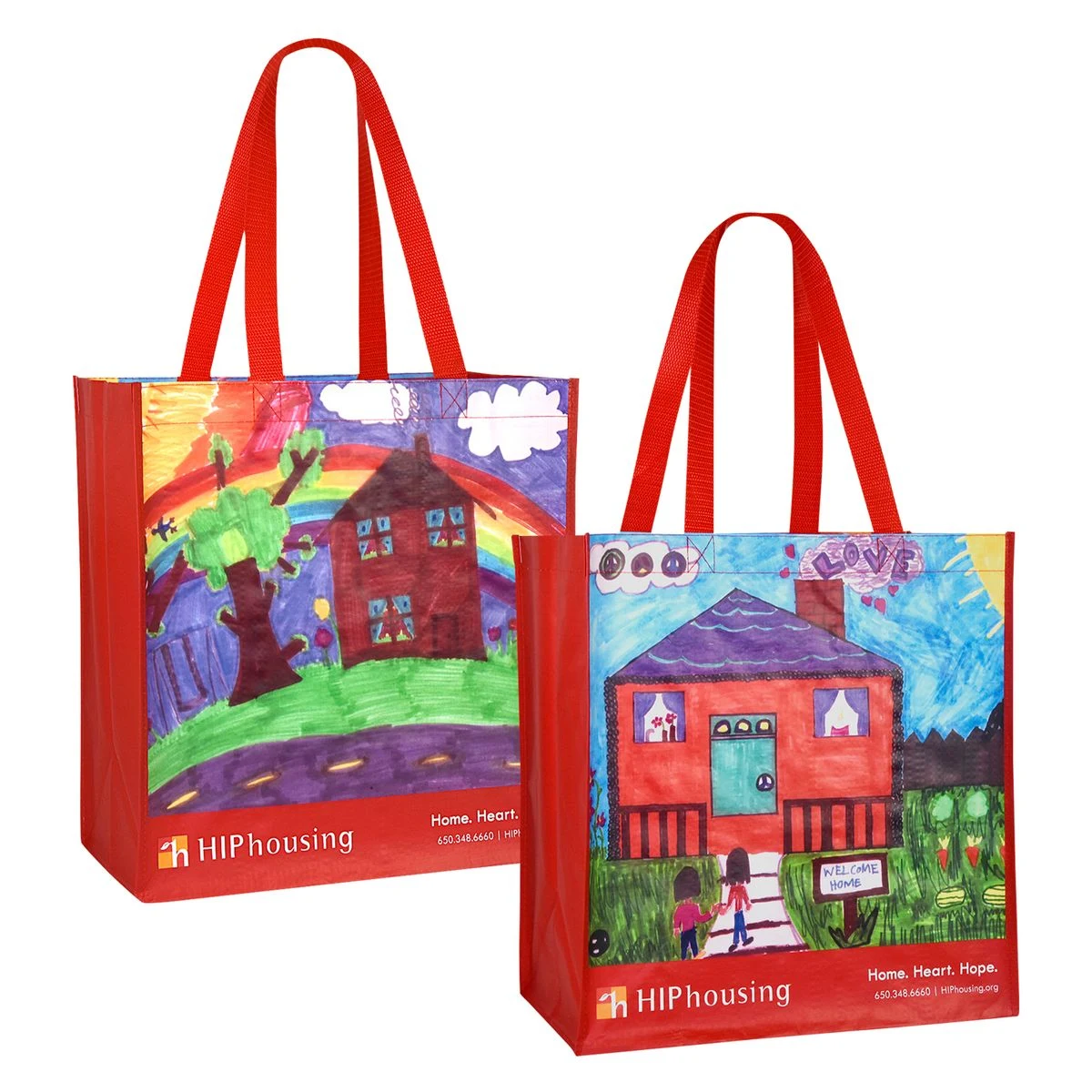 Custom Full-Color Laminated Woven Promotional Tote Bag 13"x14"x8" 1