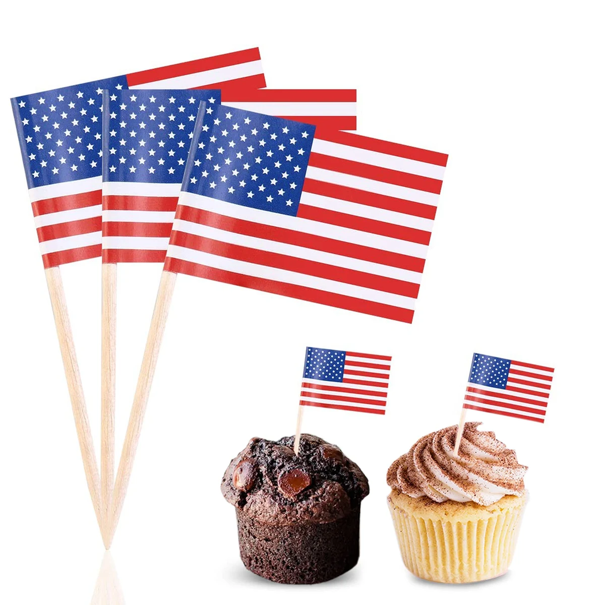 American Toothpick Flag Toppers Cake Decorations 1