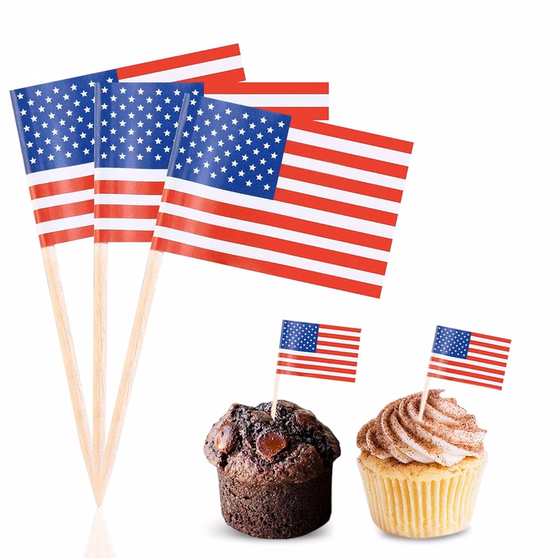 American Toothpick Flag Toppers Cake Decorations