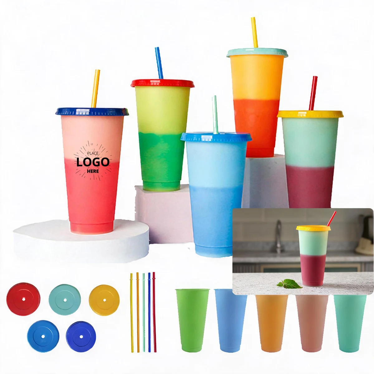 Cold-Activated Color Changing Straw Cups 1