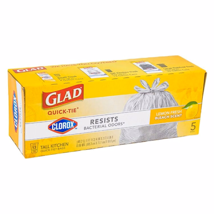 Glad Quick-Tie Tall Kitchen Trash Bags - Lemon Scent