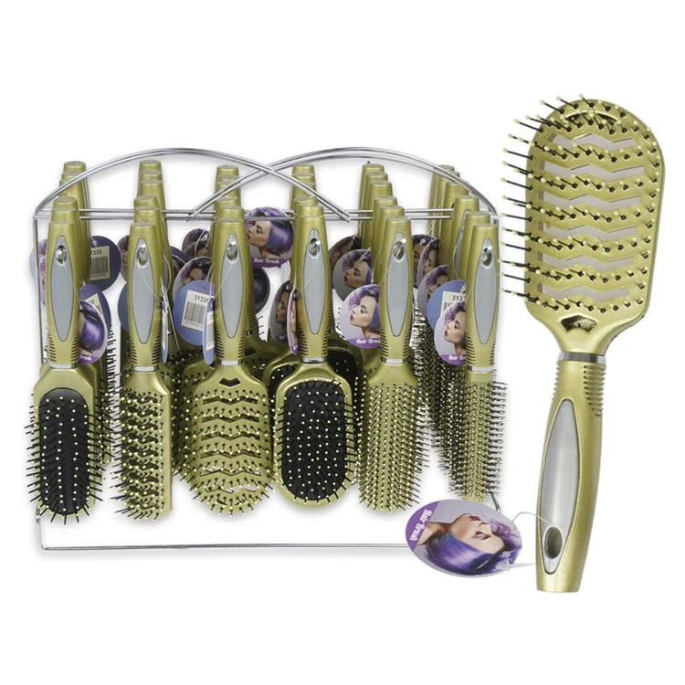 10" Hairbrush Sets - 6 Styles Lime Green Wire Rack Included 1