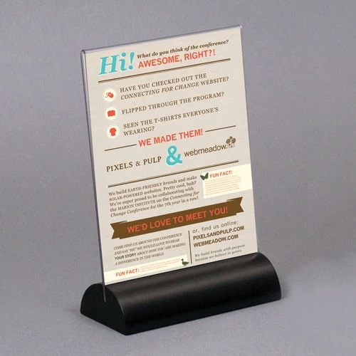 Acrylic Countertop Sign Holder with Wood Base - 8.5w x 11h 1