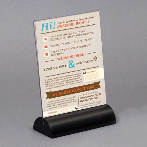 Acrylic Countertop Sign Holder with Wood Base - 8.5w x 11h