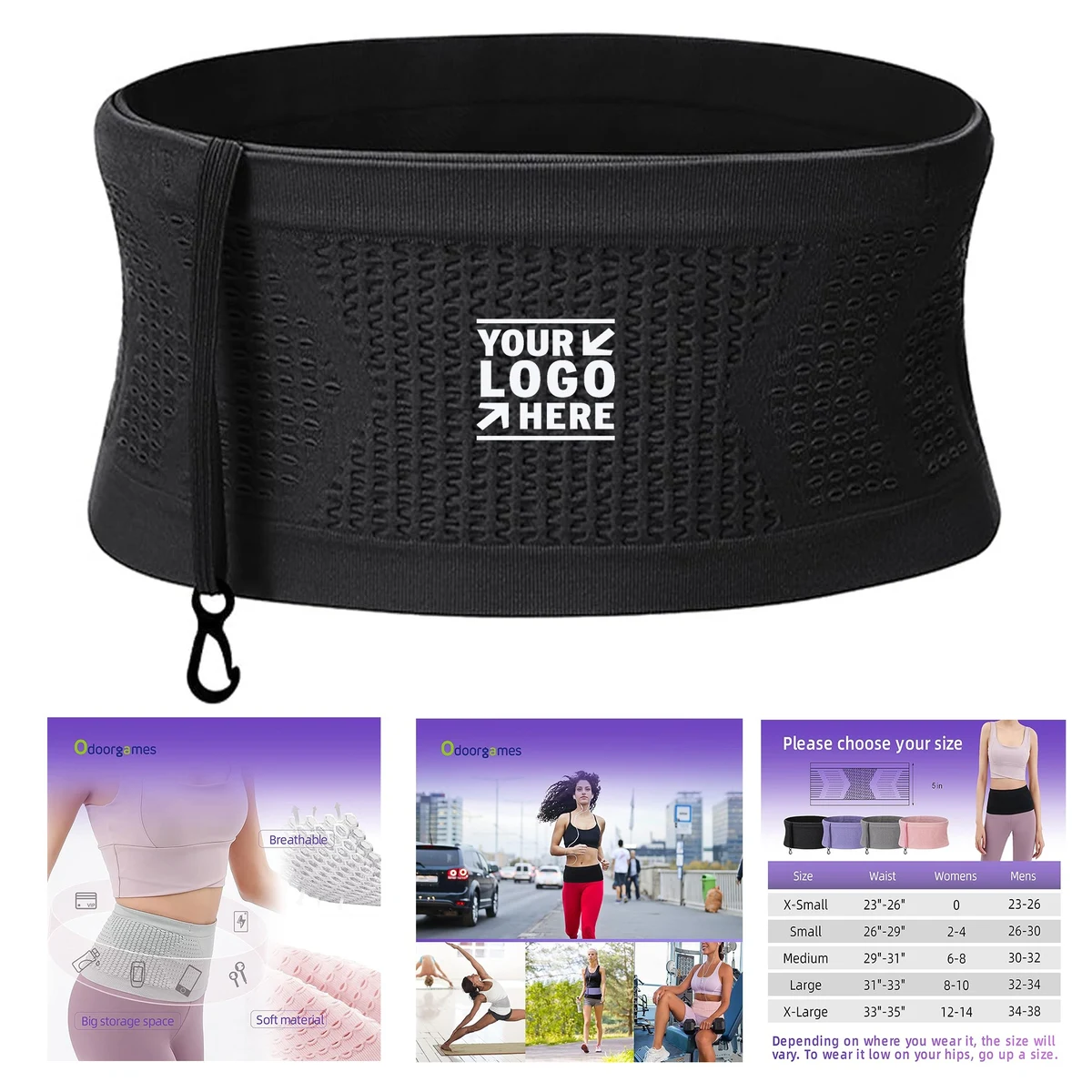 Hidden Pocket Slim Travel Money Belt Running Waist Slim Fanny Pack 1
