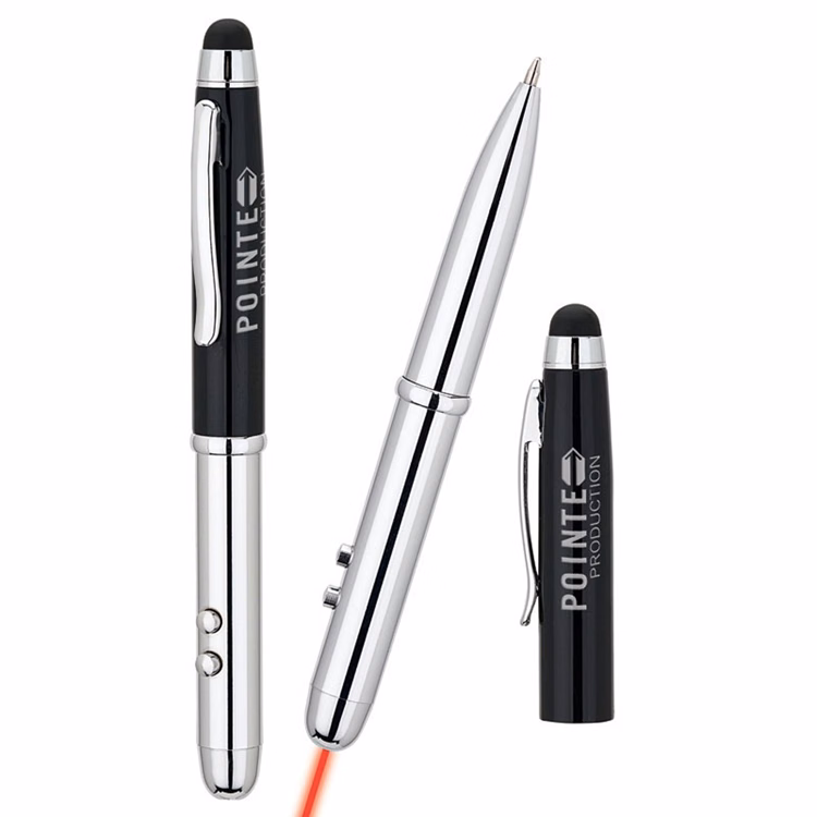 4-in-1 Ballpoint Pen with Laser Pointer, LED Light & Stylus