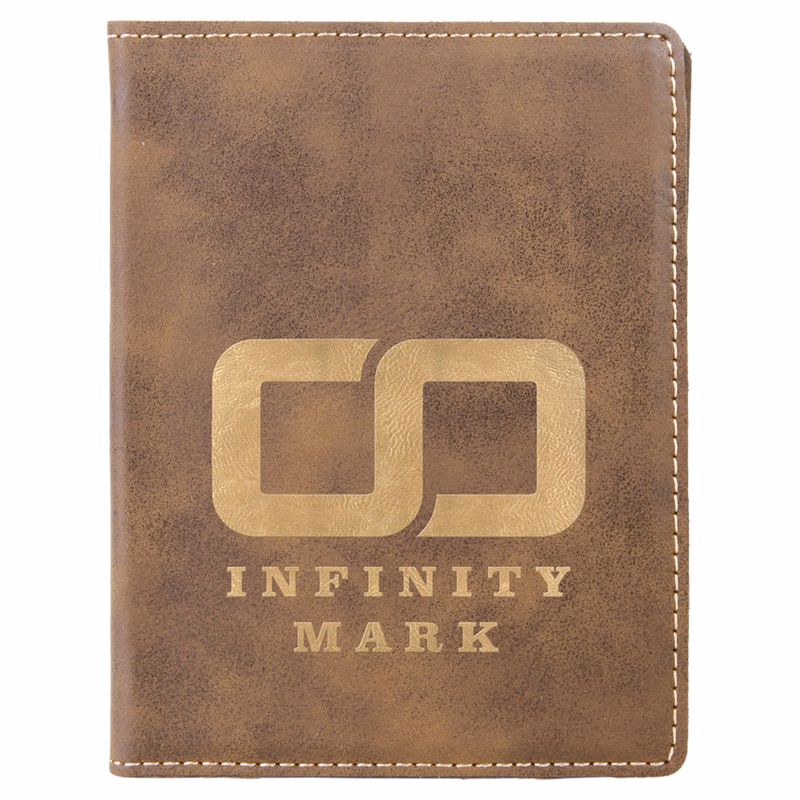 4 1/4" x 5 1/2" Rustic/Gold Leatherette Passport Holder