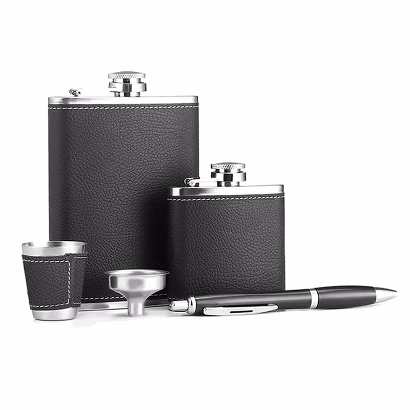 8oz Stainless Steel Flask Set