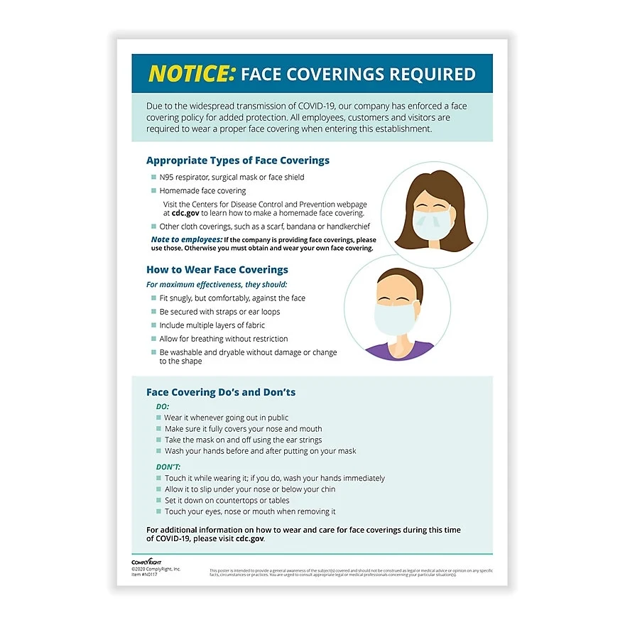 Face Coverings Required Notice Poster 1