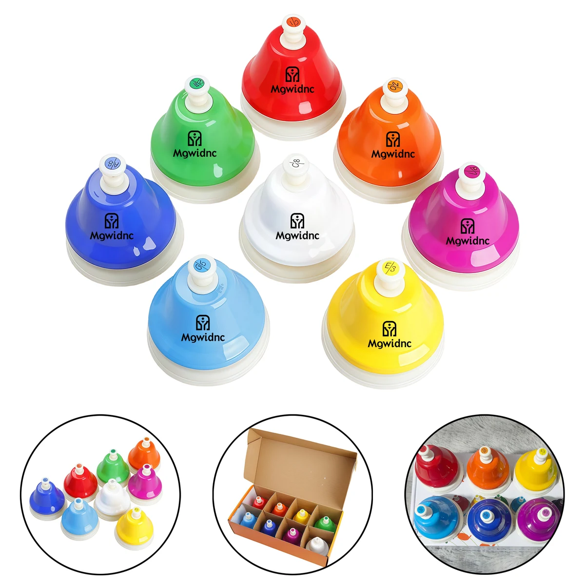 8-Piece Colorful Hand Percussion Musical Instrument Set - 8-Note Bell Chime for Kids 1