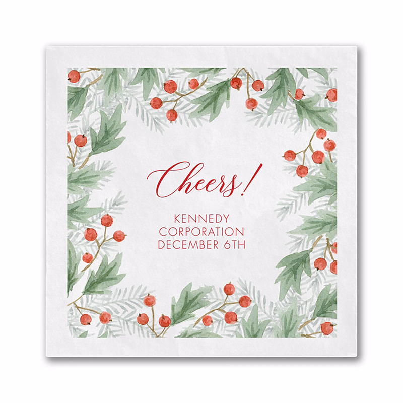 Watercolor Greenery Beverage Ooh La Color Napkin